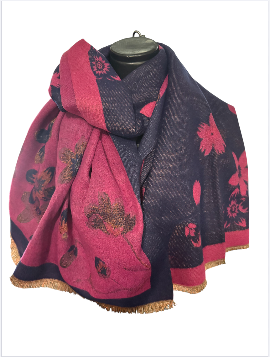 Echarpes reversibles type feuillage