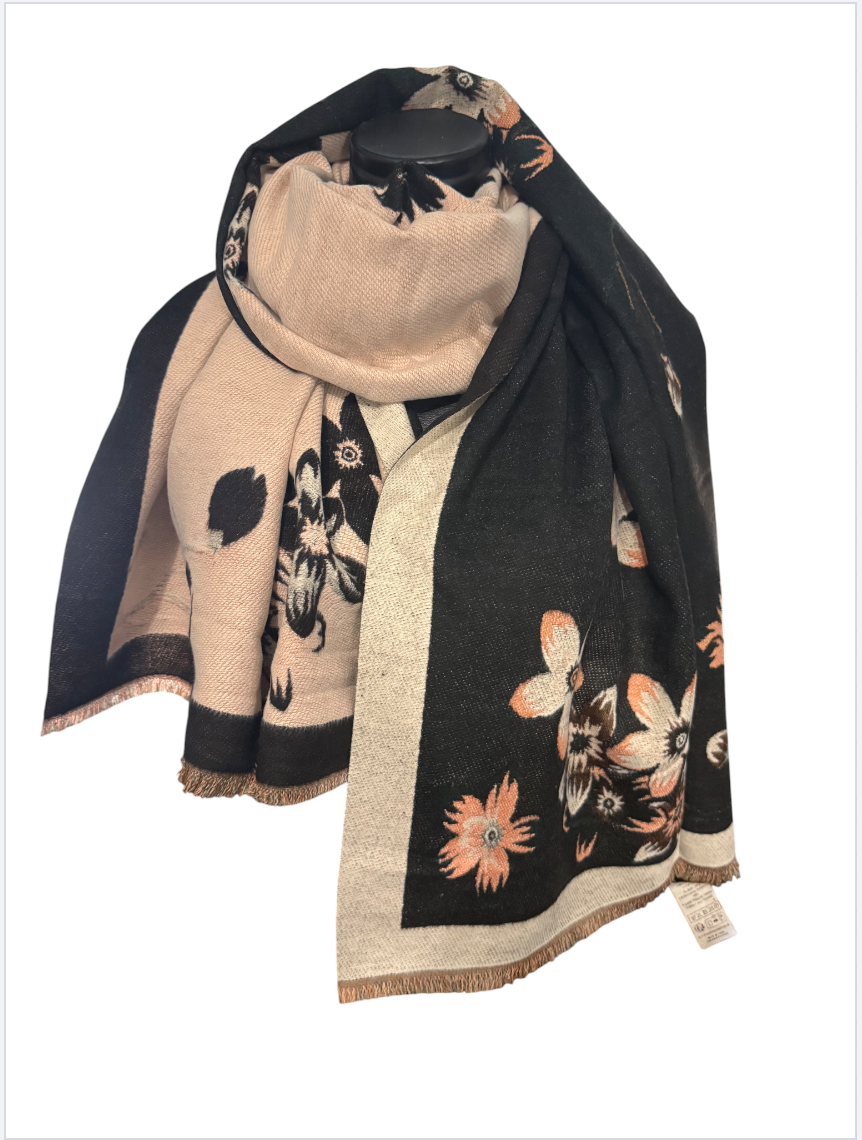 Echarpes reversibles type feuillage