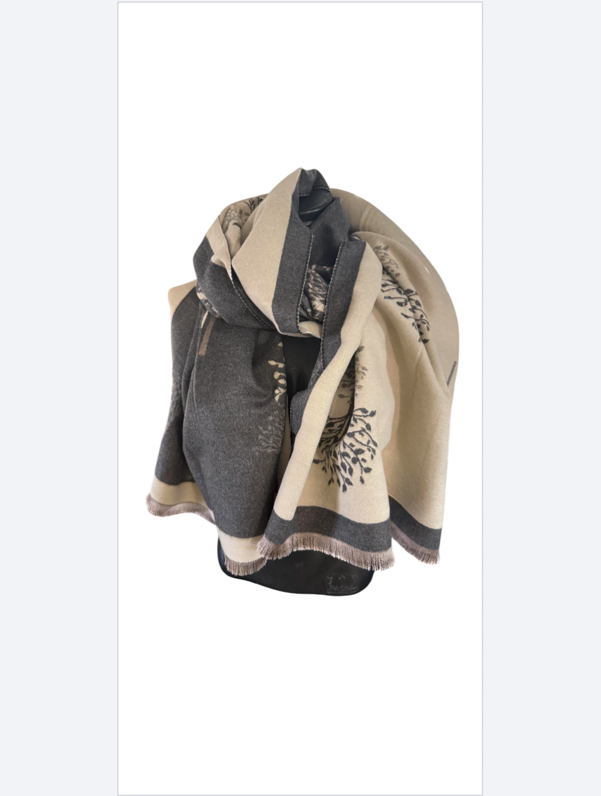 Echarpe reversible arbre de vie