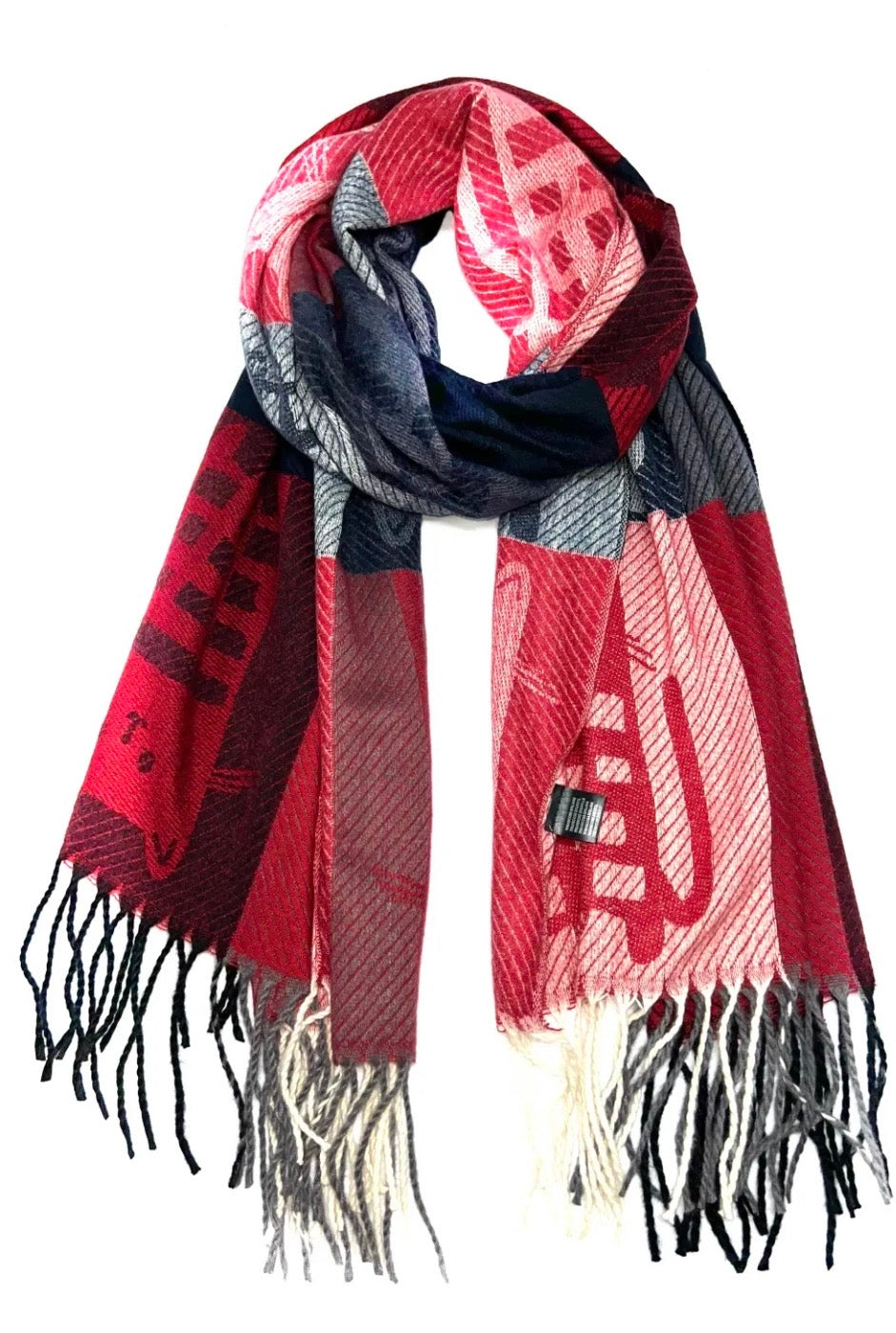 Echarpe à carreaux motif "Chat"