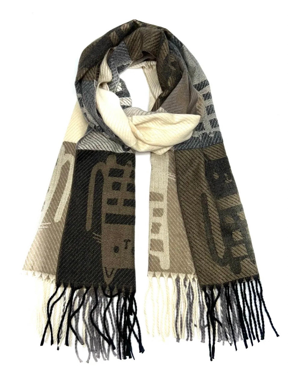 Echarpe à carreaux motif "Chat"