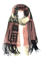 Echarpe à carreaux motif "Chat"