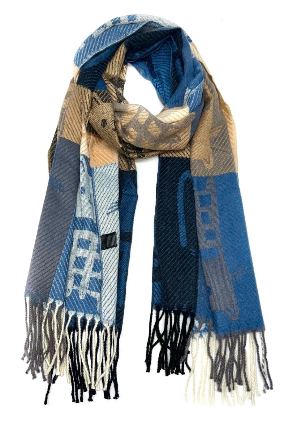 Echarpe à carreaux motif "Chat"