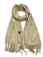 Echarpe à motif "chat" doré