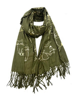 Echarpe à motif "chat" doré