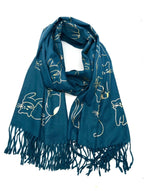 Echarpe à motif "chat" doré