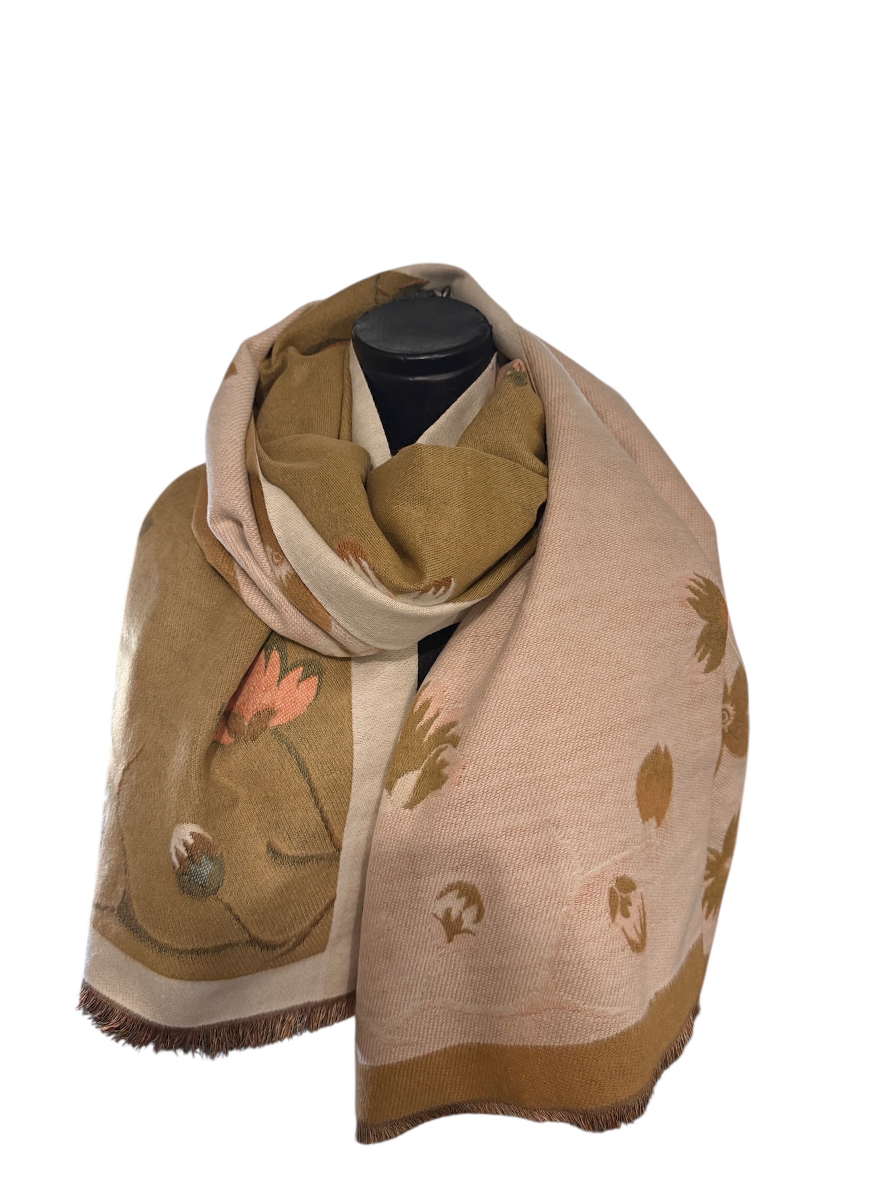 Echarpes reversibles type feuillage