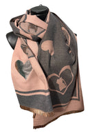 Echarpes reversibles à motifs coeurs