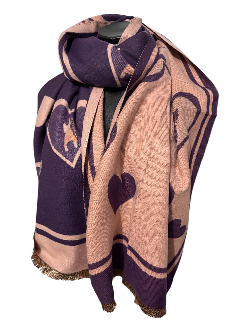 Echarpes reversibles à motifs coeurs