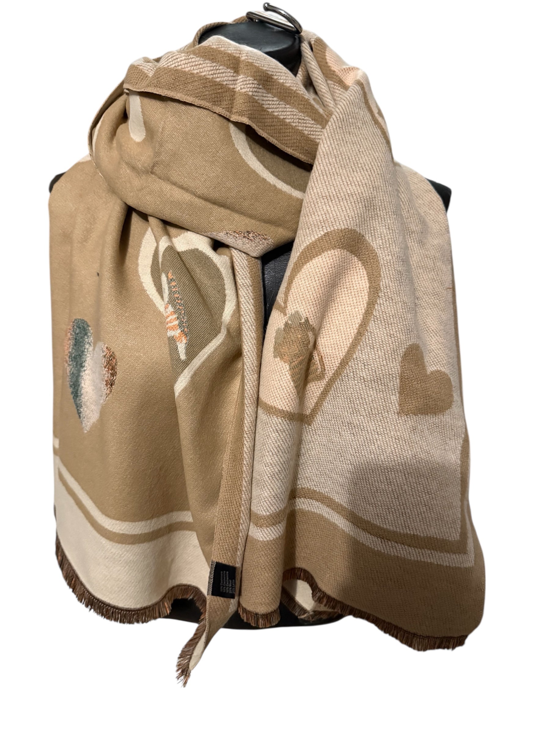 Echarpes reversibles à motifs coeurs