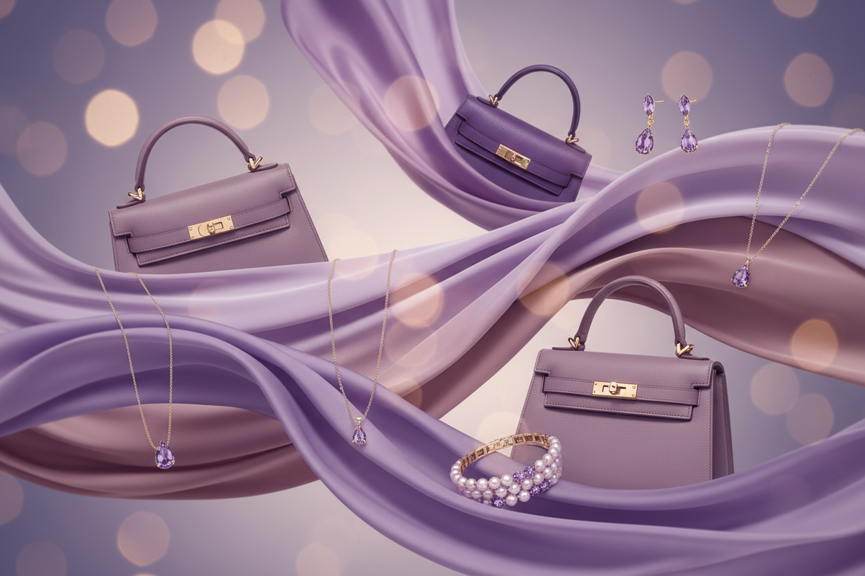 j'aimerai que les couleurs soit plus dans les tons du Lila et que l'on apperçoive des écharpes, sac et bijoux